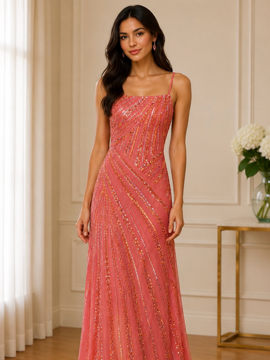 Jump Beaded Strapless Gown Dress With Train